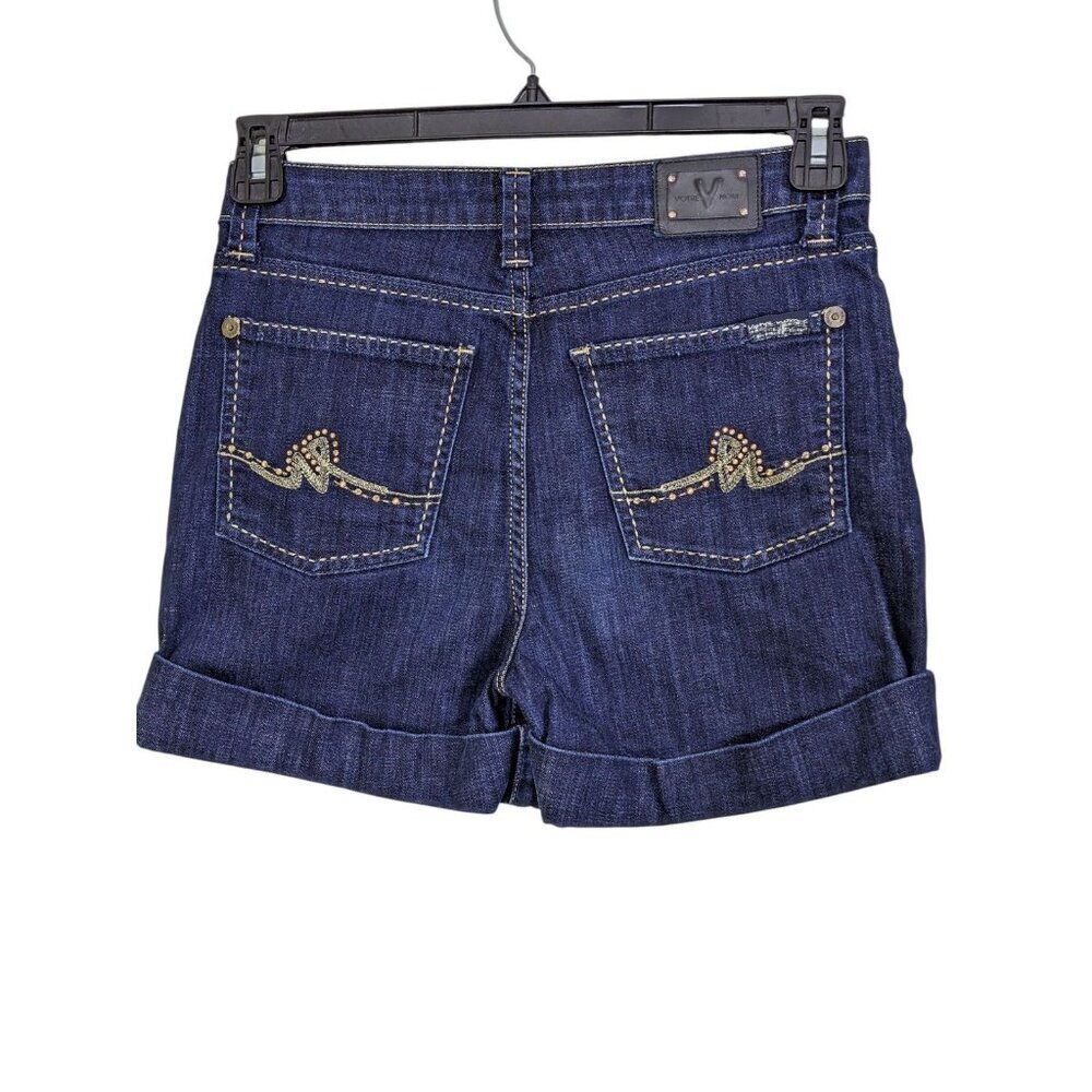 Votre Nom Womens Denim Shorts Euro 38 US 8 Blue Bling 5 Pocket 6 in Inseam - Picture 2 of 6